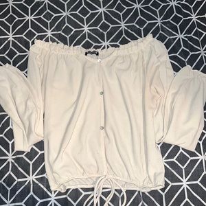 Cream off shoulder top